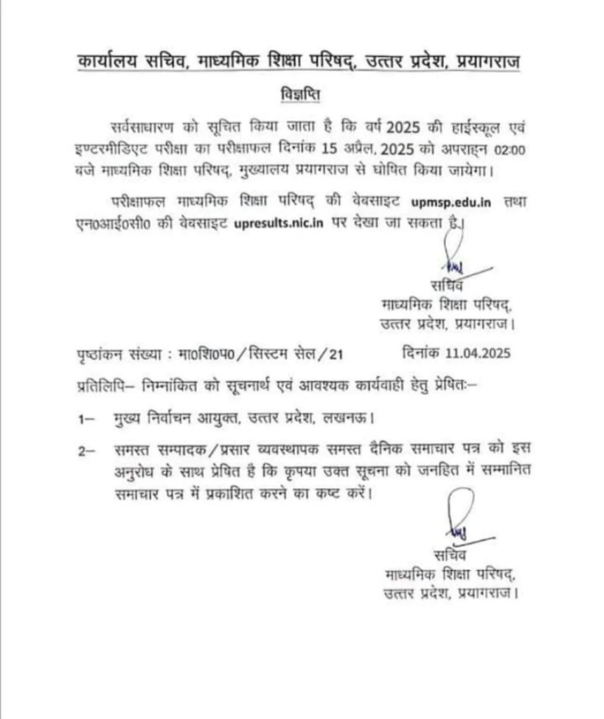 UP Board Result 2025